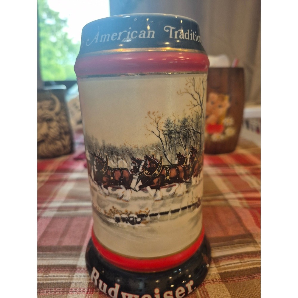 Vintage 1990 Budweiser Holiday Stein An American Tradition Clydesdales - Picture 3 of 11